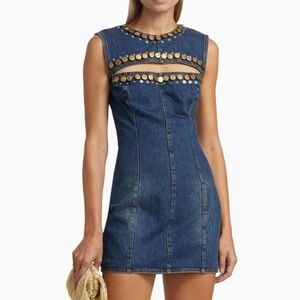 AREA Embellished Cut-Out Denim Minidress • Sleeveless • NWT